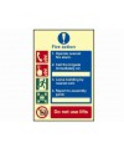 Fire Action Sign-Photoluminscent 